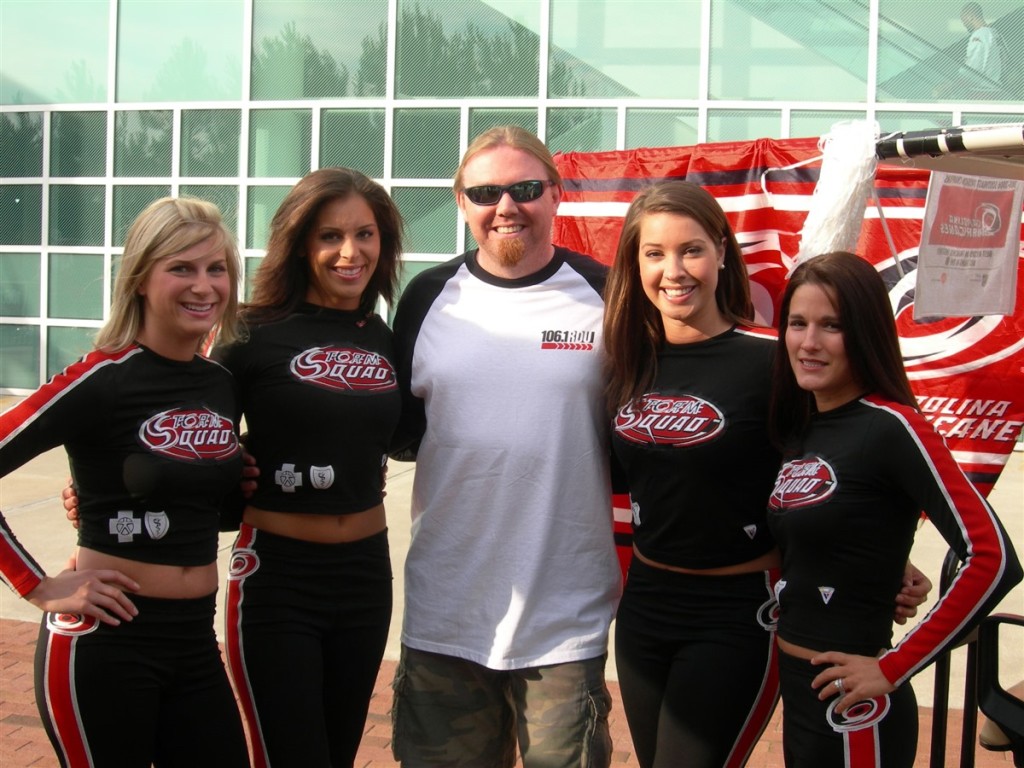 bryan with the Carolina Hurricanes cheerleaders